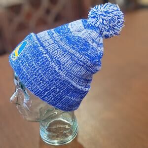 Golden State Warriors Blue White Yellow Pom pompom Beanie winter hat.
